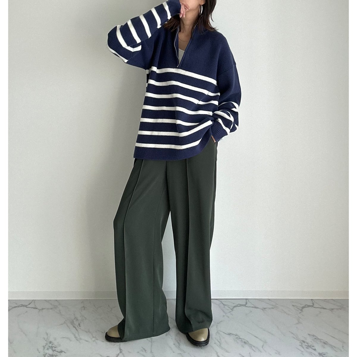 half zip border knit【K1-234131】 | kizuki half zip border knit【K1-234131】 | kizuki