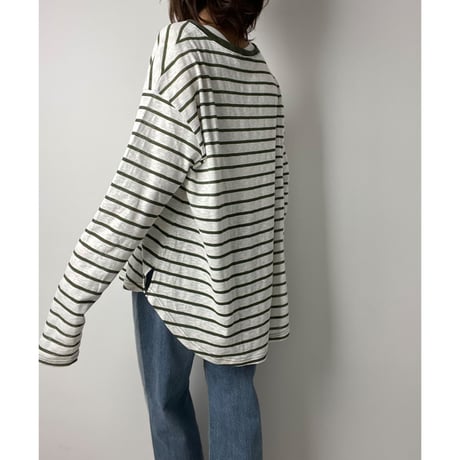 cotton  slab border tee【K2-231113 】