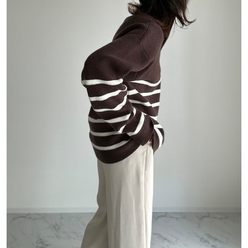 half zip border knit【K1-234131】 | kizuki half zip border knit【K1-234131】 | kizuki