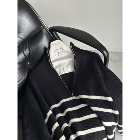 half zip border knit【K1-234131】