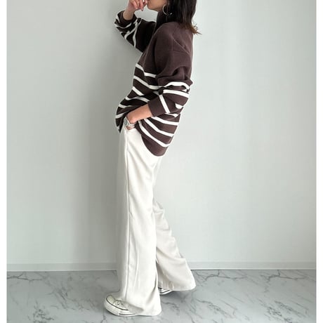 half zip border knit【K1-234131】