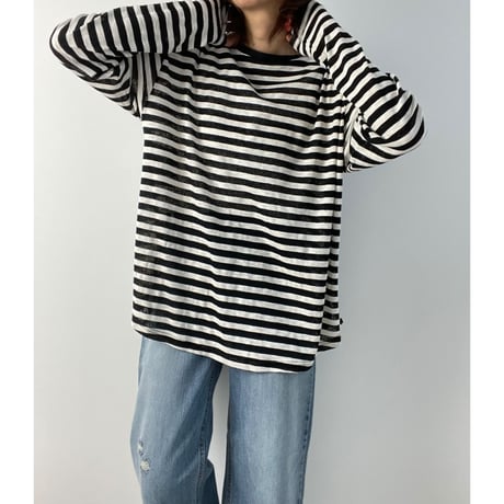 cotton  slab border tee【K2-231113 】
