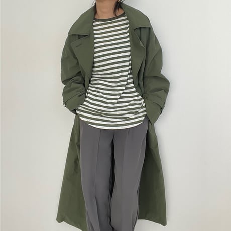 cotton  slab border tee【K2-231113 】