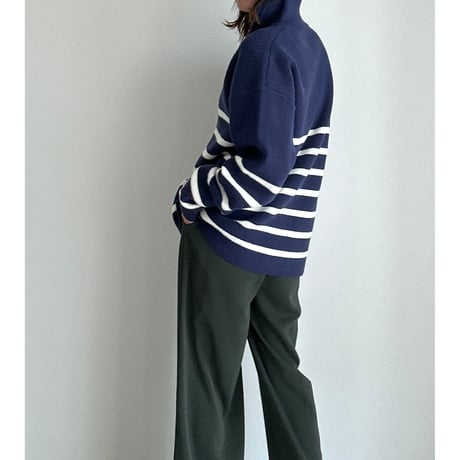 half zip border knit【K1-234131】