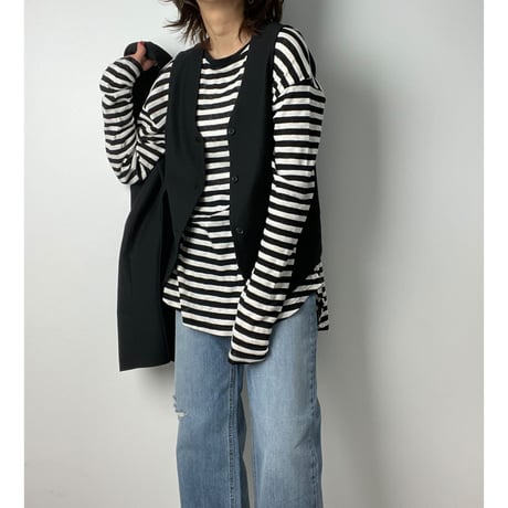 cotton  slab border tee【K2-231113 】