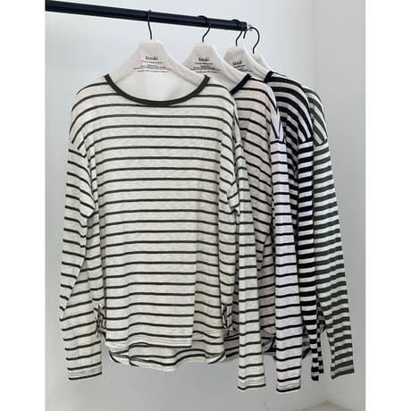 cotton  slab border tee【K2-231113 】