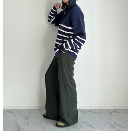 half zip border knit【K1-234131】