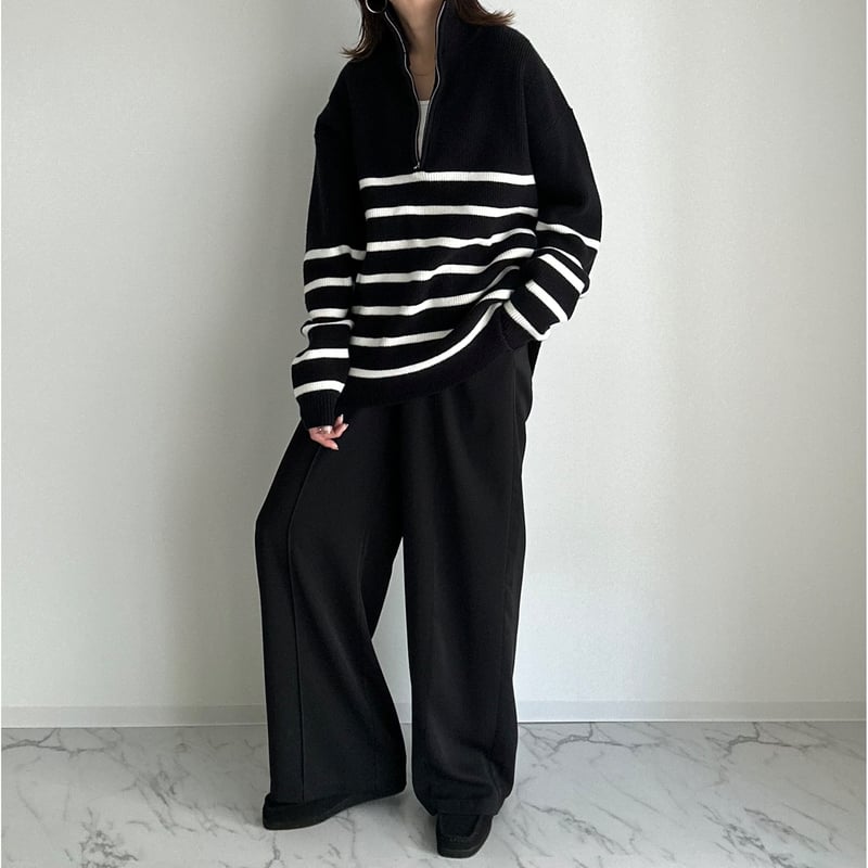 half zip border knit【K1-234131】 | kizuki half zip border knit【K1-234131】 | kizuki