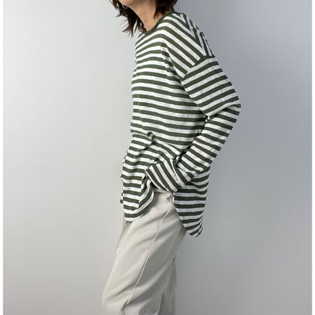 cotton  slab border tee【K2-231113 】
