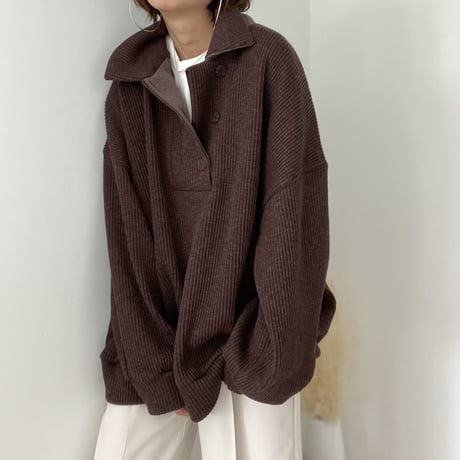 henry neck loose knit【K2-22318】