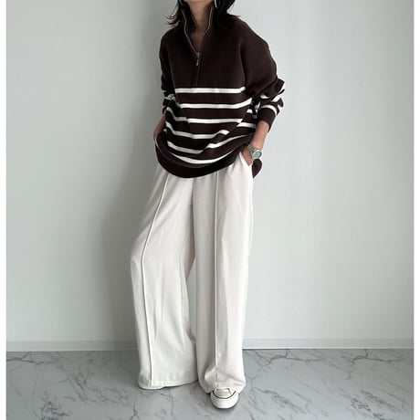 half zip border knit【K1-234131】