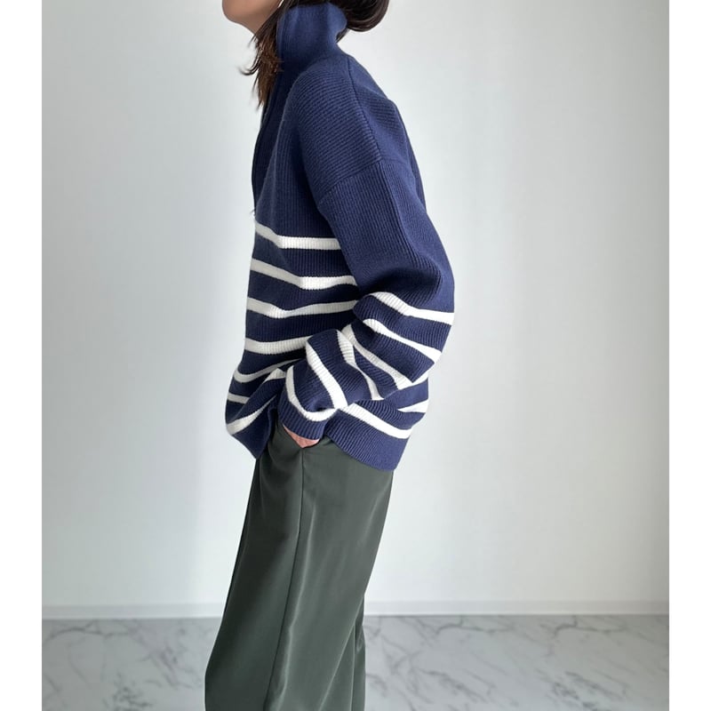 half zip border knit【K1-234131】 | kizuki half zip border knit【K1-234131】 | kizuki