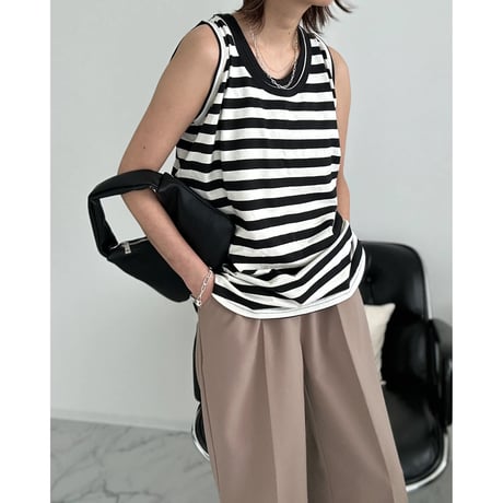 border loose tank top【K2-242142】