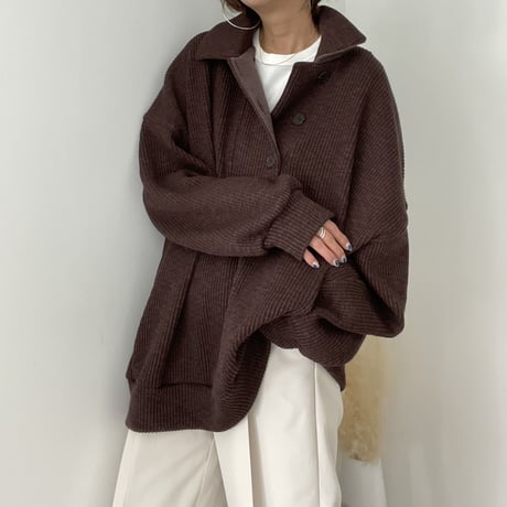 henry neck loose knit【K2-22318】