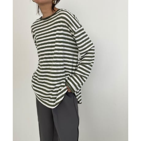 cotton  slab border tee【K2-231113 】