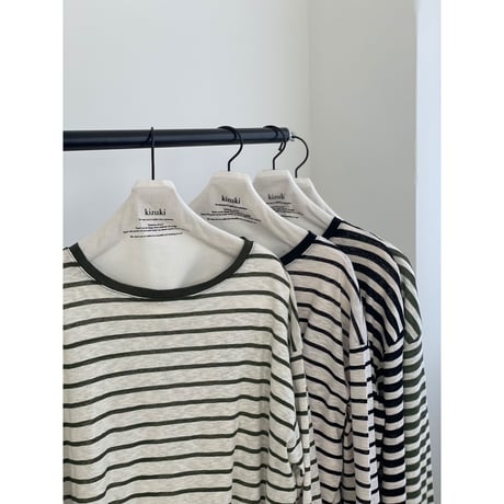 cotton  slab border tee【K2-231113 】