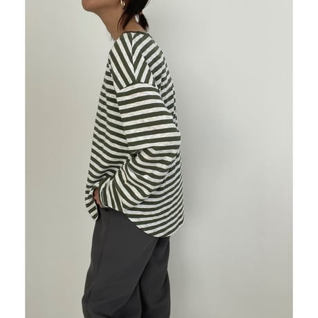 cotton  slab border tee【K2-231113 】