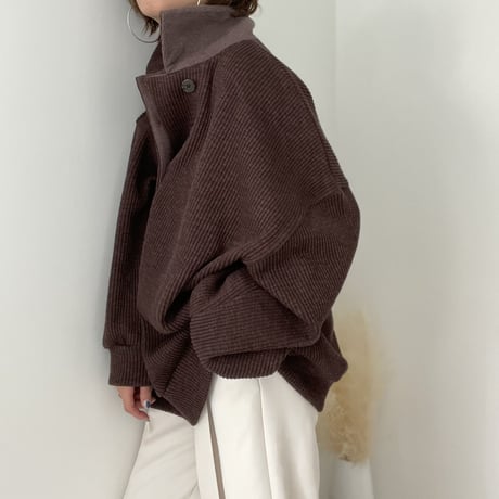 henry neck loose knit【K2-22318】