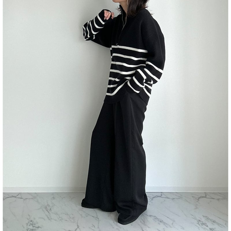 half zip border knit【K1-234131】 | kizuki half zip border knit【K1-234131】 | kizuki