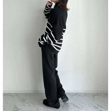half zip border knit【K1-234131】