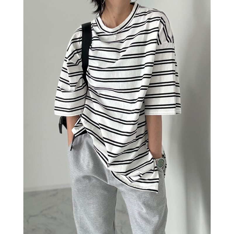 random border tee【K2-261160】 | kizuki