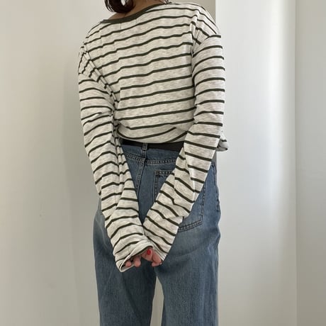 cotton  slab border tee【K2-231113 】