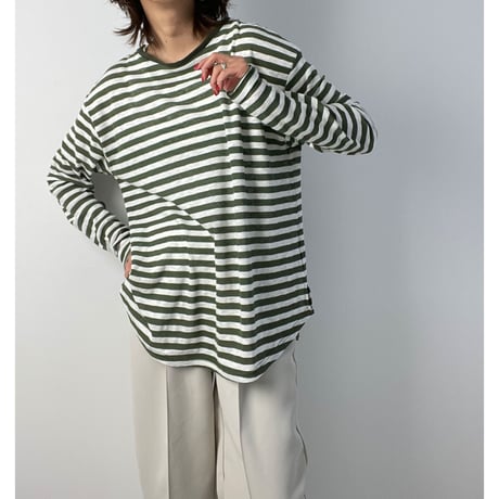 cotton  slab border tee【K2-231113 】