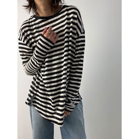 cotton  slab border tee【K2-231113 】