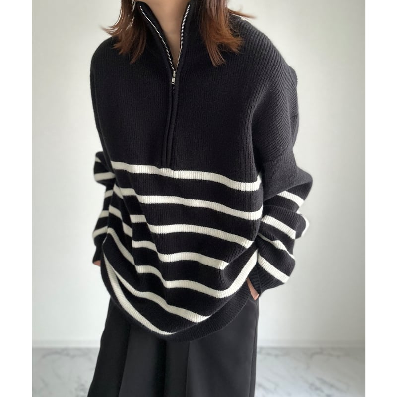 half zip border knit【K1-234131】 | kizuki half zip border knit【K1-234131】 | kizuki