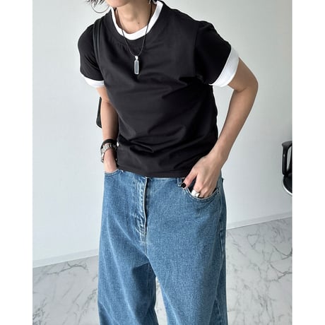 layered bicolor tee【K2-251146】