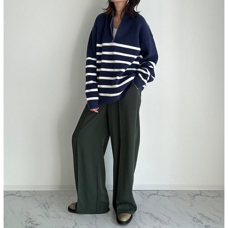 half zip border knit【K1-234131】