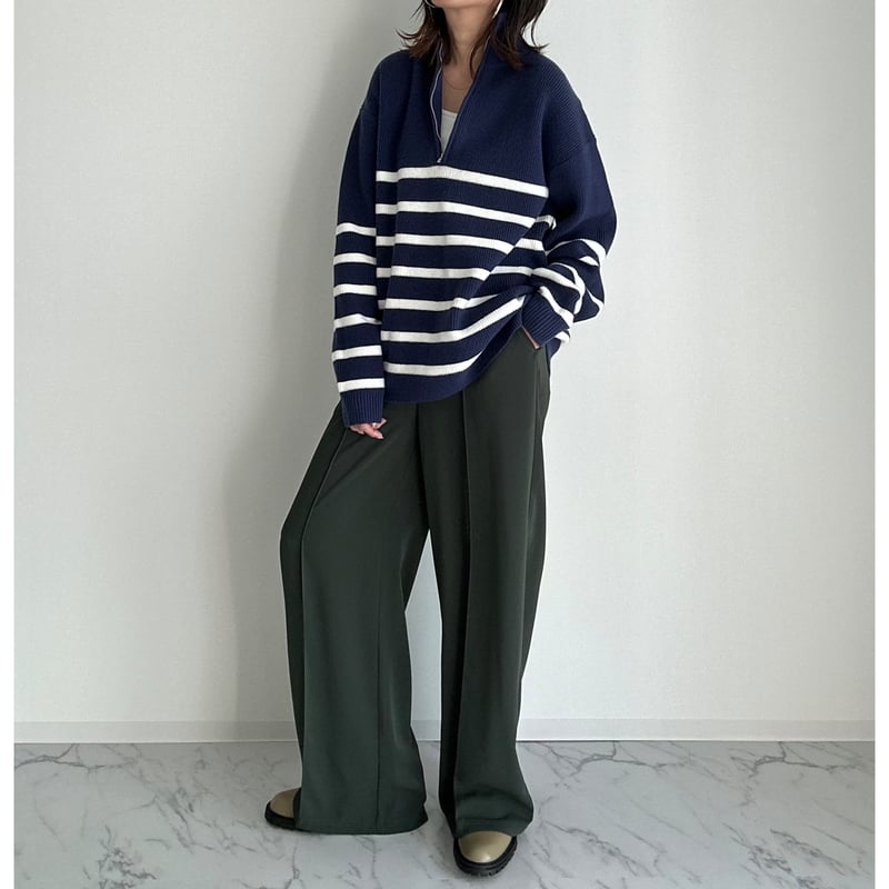 half zip border knit【K1-234131】 | kizuki half zip border knit【K1-234131】 | kizuki