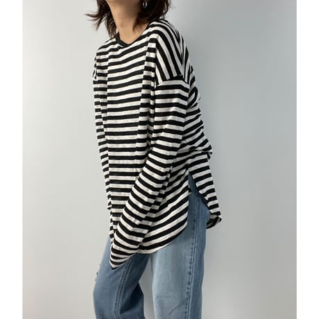cotton  slab border tee【K2-231113 】