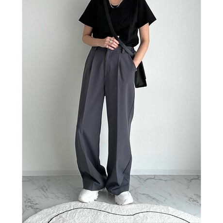 tuck straight slacks【K2-242310】