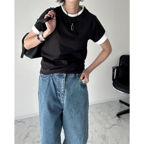 layered bicolor tee【K2-251146】