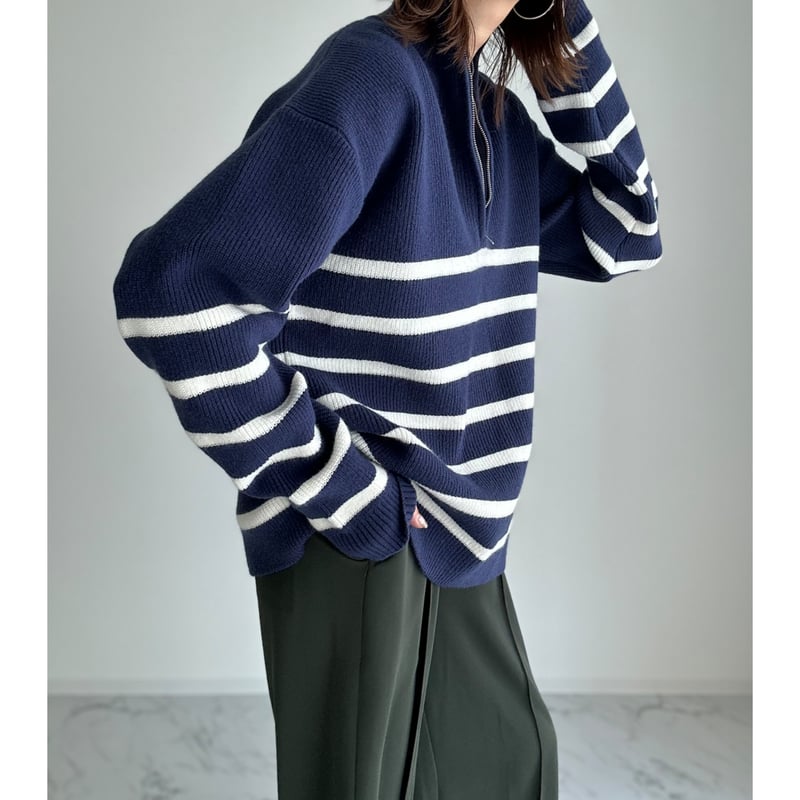 half zip border knit【K1-234131】 | kizuki half zip border knit【K1-234131】 | kizuki