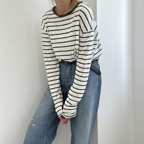 cotton  slab border tee【K2-231113 】