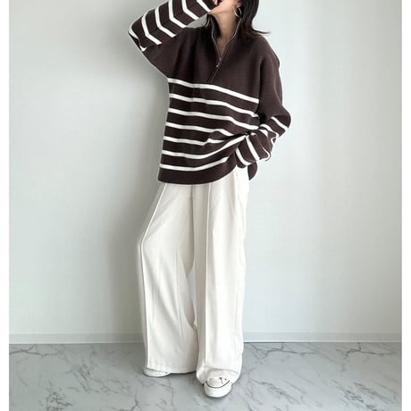 half zip border knit【K1-234131】