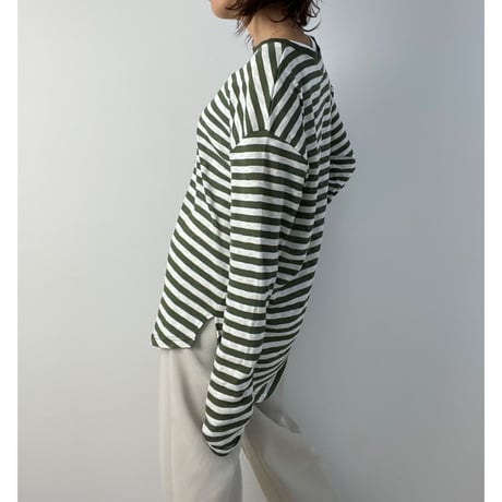 cotton  slab border tee【K2-231113 】