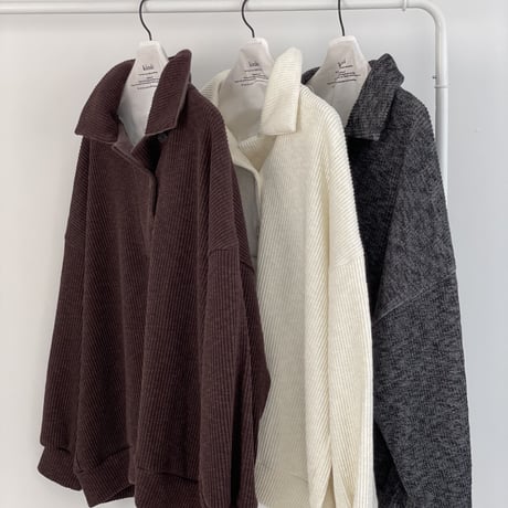 henry neck loose knit【K2-22318】