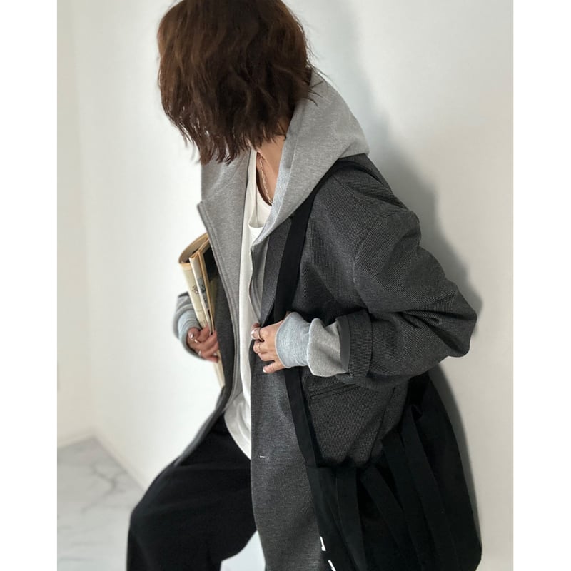 美品 HUNTINGWORLD ニットジャケット ロゴ革パッチ チェック柄 40 コムデギャルソンジュンヤワタナベマン COMME des GARCONS JUNYA