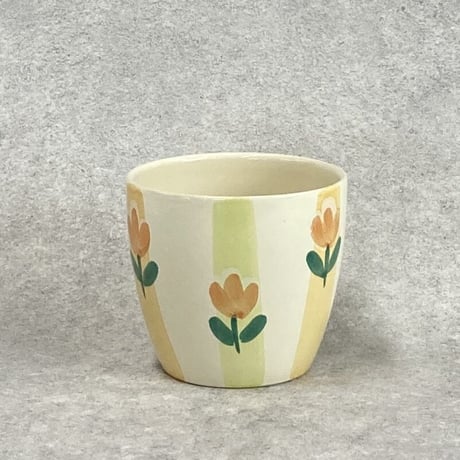 プレゼント PRESENT (ストライプ＆チューリップ柄)  北欧 プランターカバー 開口部Φ13.5cm H12cm（450-165④）