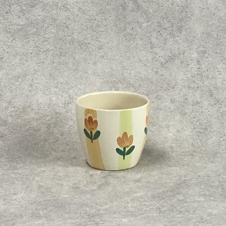 プレゼント PRESENT (ストライプ＆チューリップ柄)  北欧 プランターカバー 開口部Φ13.5cm H12cm（450-165④）