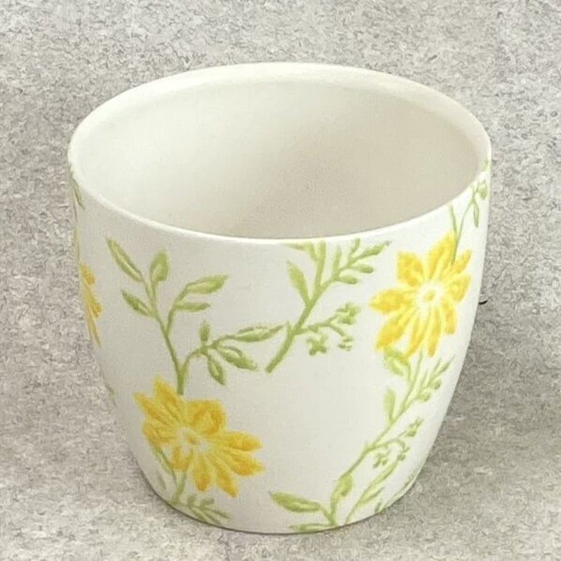 花柄プランターカバー クリーム色 イエローフラワー YELLOW FLOWERS 北欧雑貨 花柄 プランターカバー