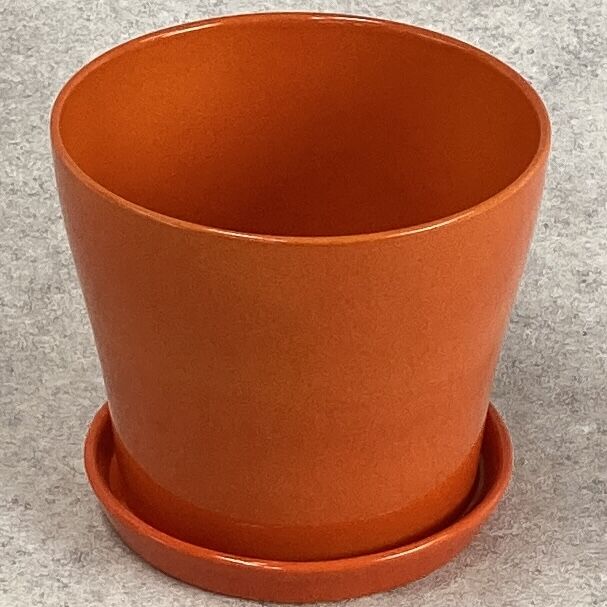 陶器　オレンジ　大きいサイズ　カワイイ　デザイン　鉢　カバー レッドオレンジ RED ORANGE 植木鉢風 プランターカバー Φ17cm