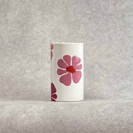 ピンクフラワー PINK FLOWER かわいい ポップな花柄 プランターカバー 高さ18.5cm  Φ10.5cm（450-1063）