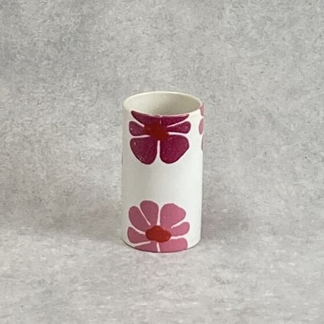 ピンクフラワー PINK FLOWER かわいい ポップな花柄 プランターカバー 高さ18.5cm  Φ10.5cm（450-1063）
