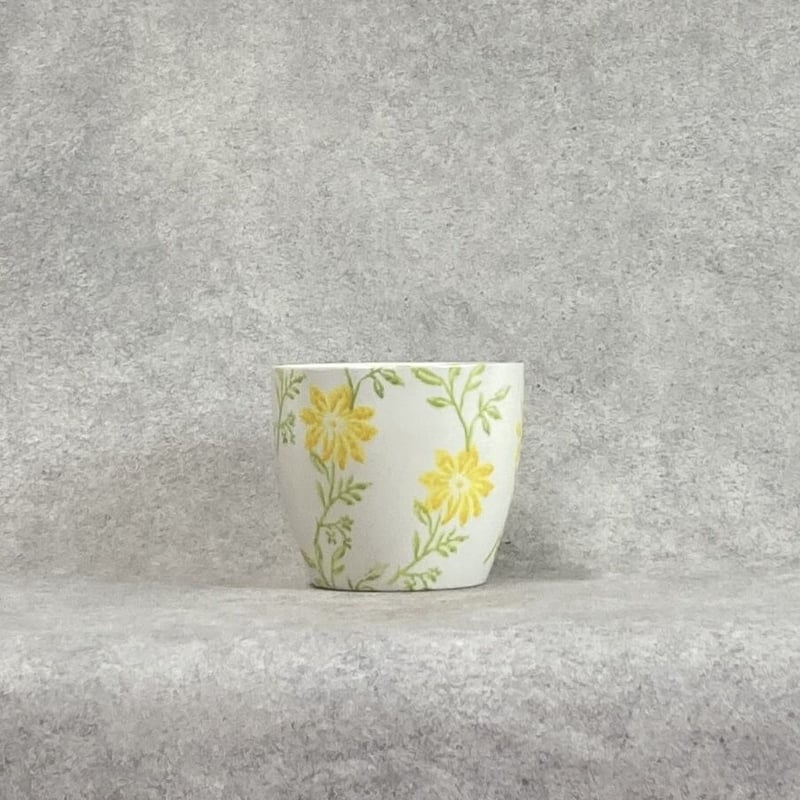 FLOWERS YELLOW イエローフラワー クリーム色 花柄プランターカバー 北欧雑貨 プランターカバー 花柄 鉢・プランター
