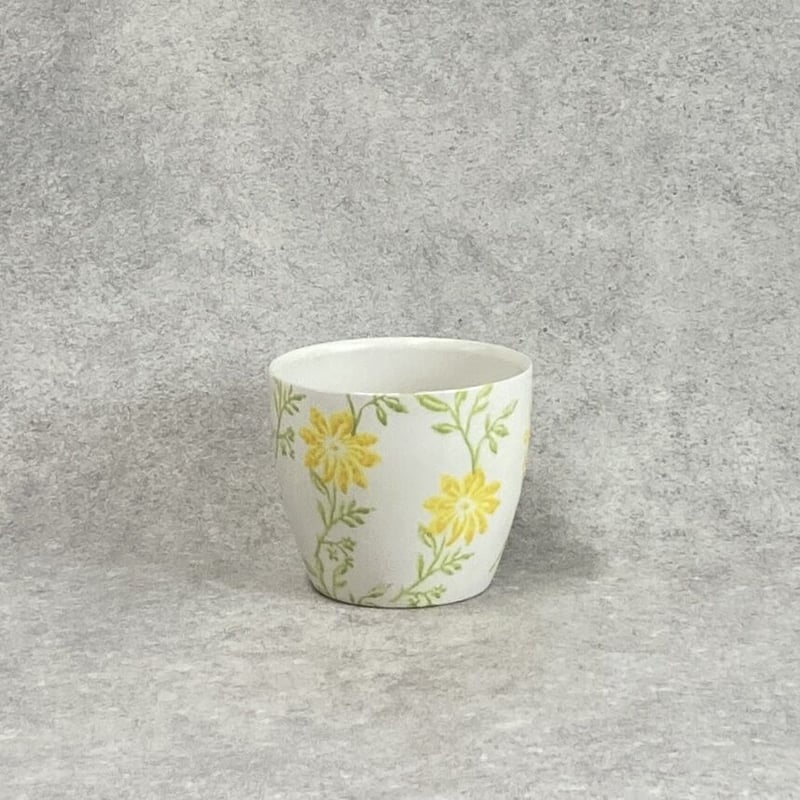 花柄プランターカバー クリーム色 イエローフラワー YELLOW FLOWERS 北欧雑貨 花柄 プランターカバー