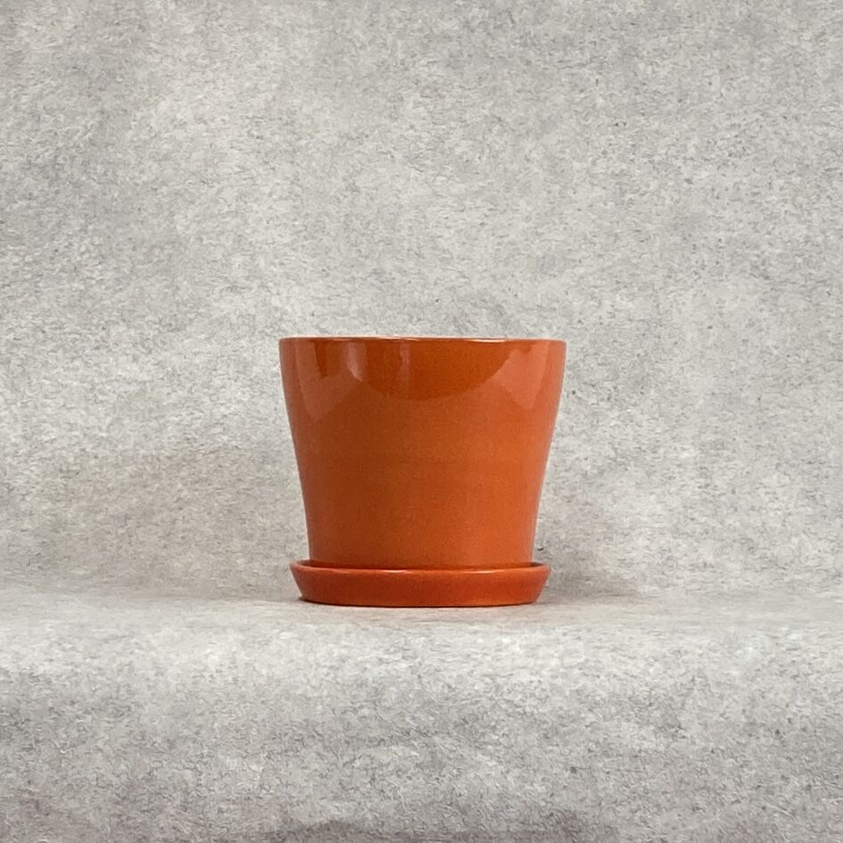 陶器　オレンジ　大きいサイズ　カワイイ　デザイン　鉢　カバー レッドオレンジ RED ORANGE 植木鉢風 プランターカバー Φ17cm